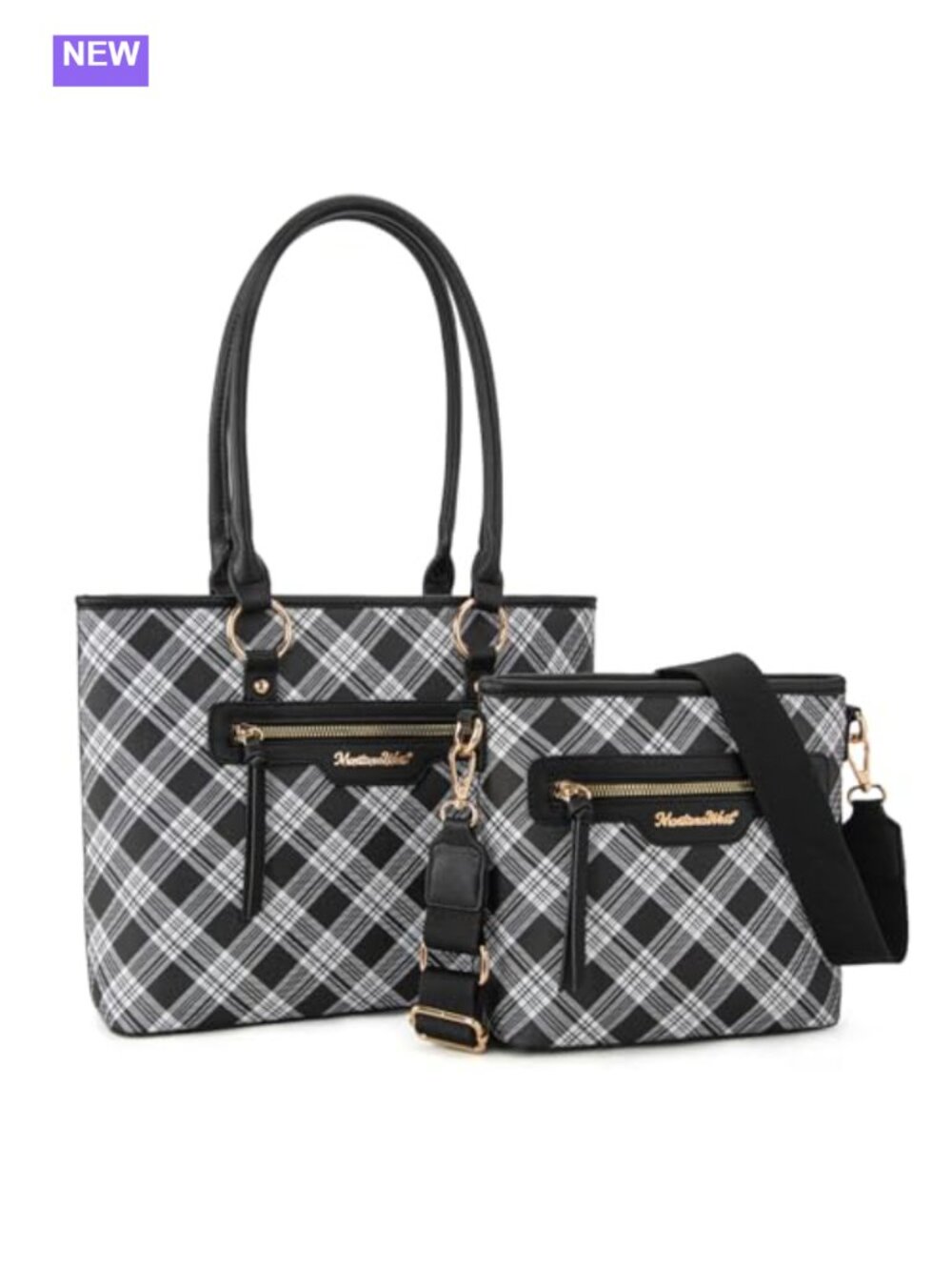 Montana West 2Pc Tote & Crossbody Set Vegan Leather Guitar Strap